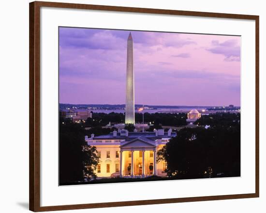 White House at dusk, Washington Monument, Washington DC, USA-null-Framed Photographic Print