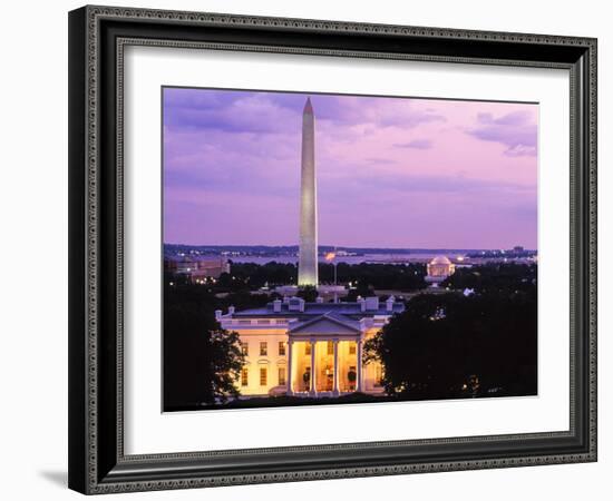 White House at dusk, Washington Monument, Washington DC, USA-null-Framed Photographic Print