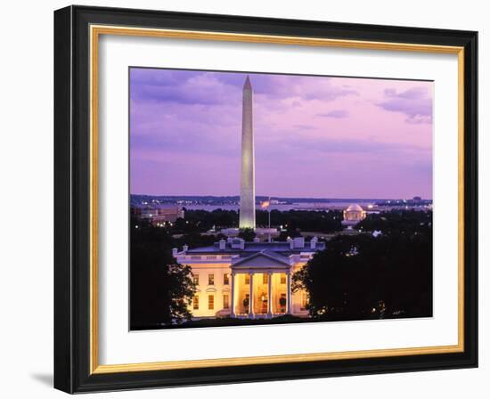 White House at dusk, Washington Monument, Washington DC, USA-null-Framed Photographic Print