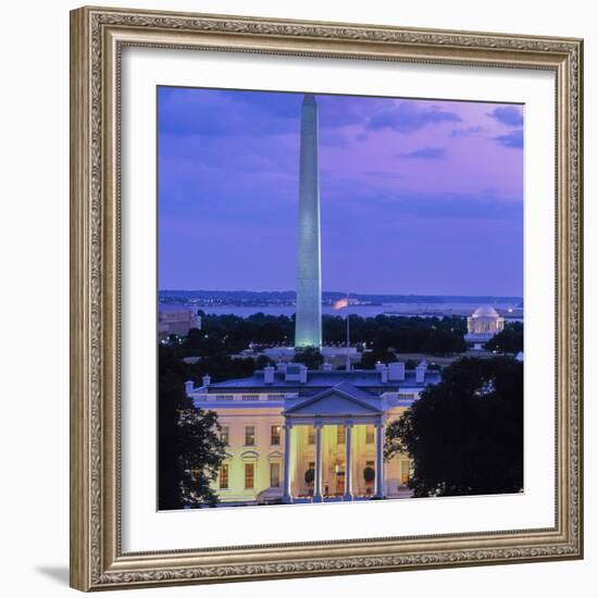 White House at dusk, Washington Monument, Washington DC, USA-null-Framed Photographic Print