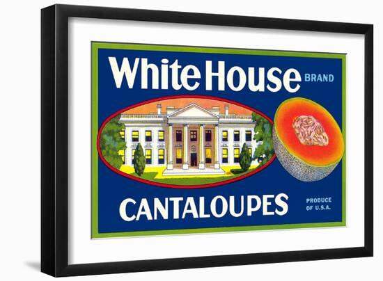 White House Cantaloupe Label-null-Framed Art Print