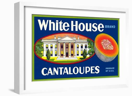 White House Cantaloupe Label-null-Framed Art Print