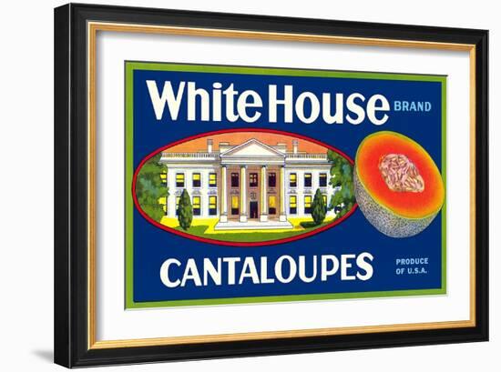 White House Cantaloupe Label-null-Framed Art Print