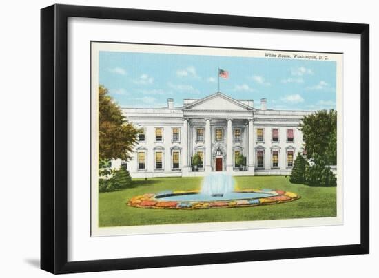 White House with Fountain-null-Framed Art Print