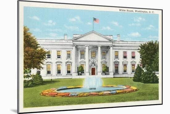 White House with Fountain-null-Mounted Art Print