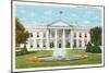 White House with Fountain-null-Mounted Art Print