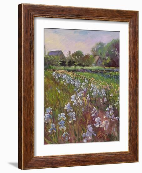 White Irises and Farmstead-Timothy Easton-Framed Giclee Print