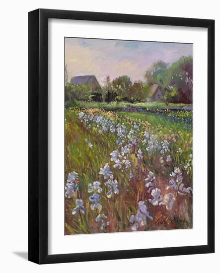 White Irises and Farmstead-Timothy Easton-Framed Giclee Print