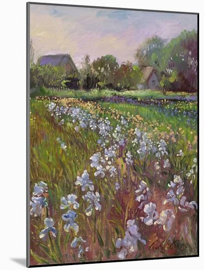 White Irises and Farmstead-Timothy Easton-Mounted Giclee Print