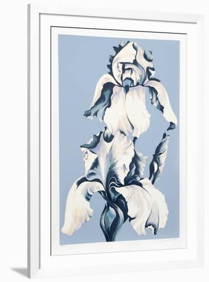 White Irises on Blue-Lowell Nesbitt-Framed Limited Edition