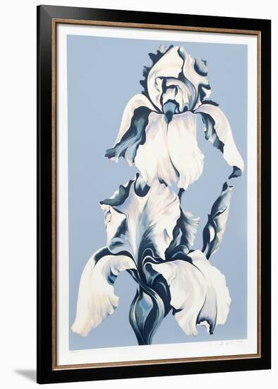 White Irises on Blue-Lowell Nesbitt-Framed Limited Edition