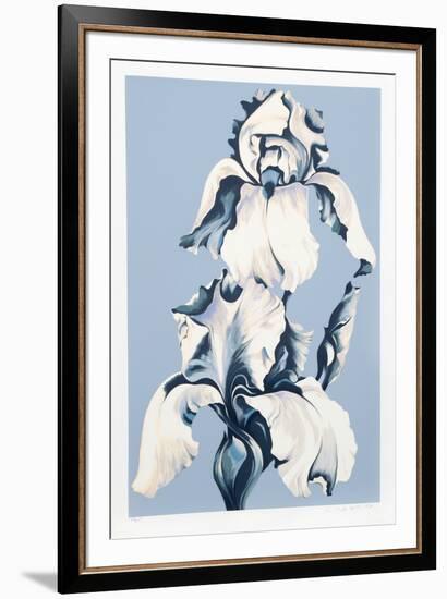 White Irises on Blue-Lowell Nesbitt-Framed Limited Edition