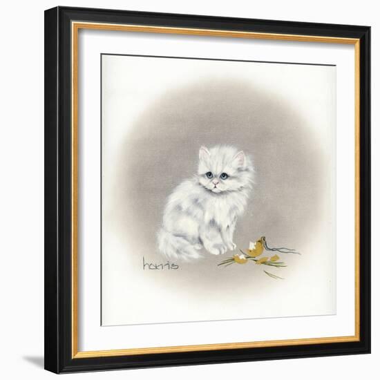 White Kitty (Ornament)-Peggy Harris-Framed Giclee Print