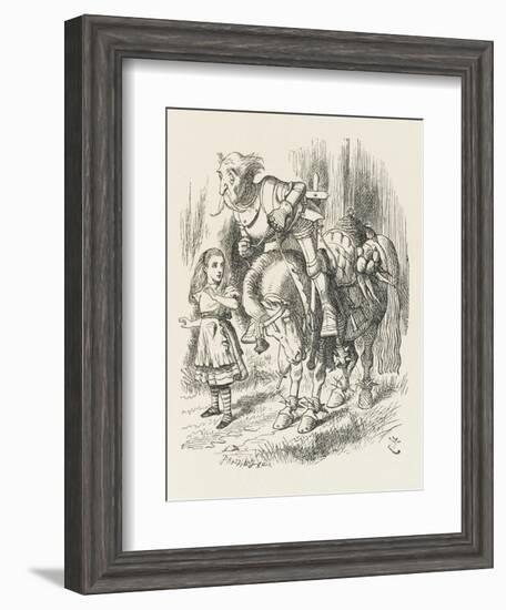 White Knight Alice and the White Knight-John Tenniel-Framed Art Print