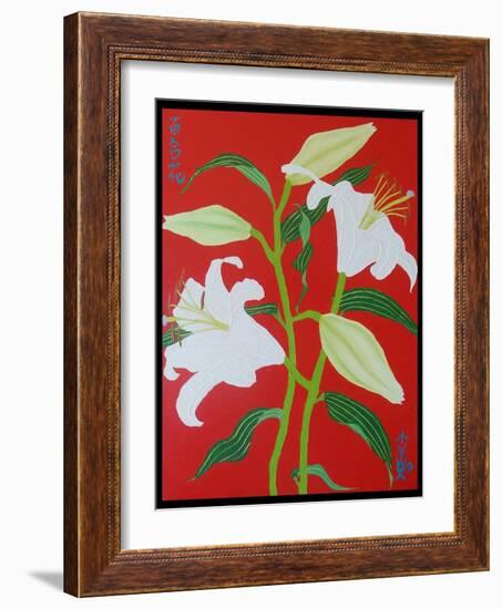 White lily on a red background no.1, 2008-Timothy Nathan Joel-Framed Giclee Print