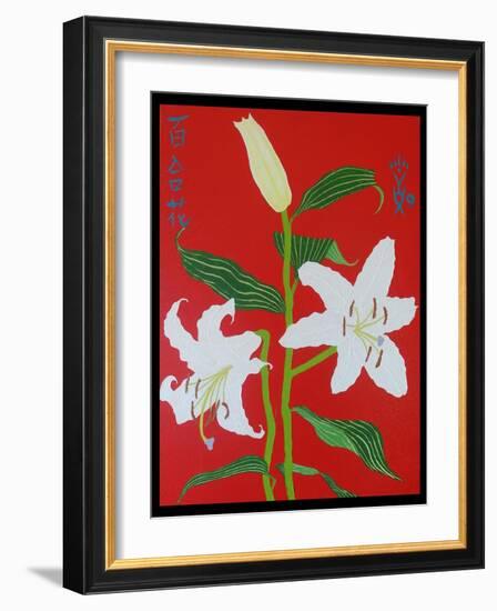 White lily on a red background no.2, 2008-Timothy Nathan Joel-Framed Giclee Print