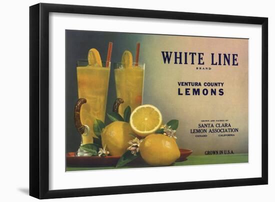 White Line Brand - Oxnard, California - Citrus Crate Label-Lantern Press-Framed Art Print