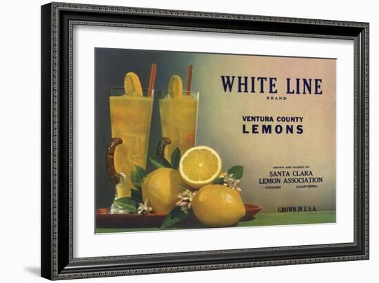 White Line Brand - Oxnard, California - Citrus Crate Label-Lantern Press-Framed Art Print