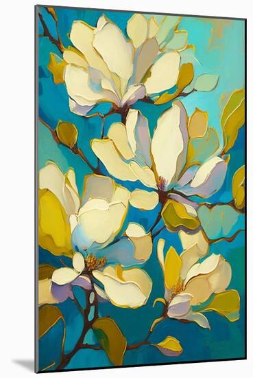 White Magnolia branch-Avril Anouilh-Mounted Art Print