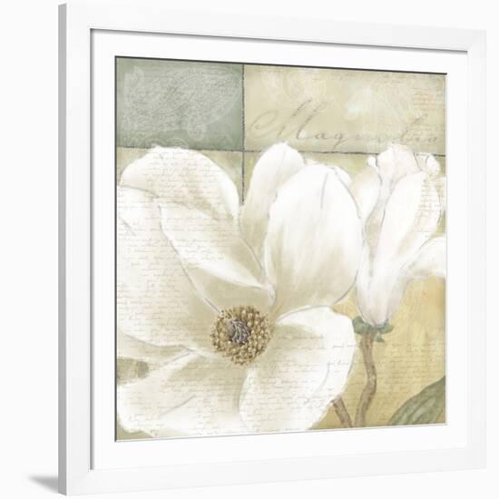 White Magnolia II-Linda Wood-Framed Art Print