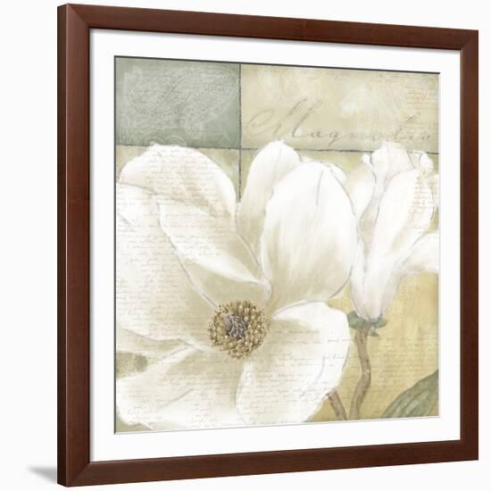 White Magnolia II-Linda Wood-Framed Art Print