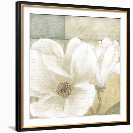 White Magnolia II-Linda Wood-Framed Art Print