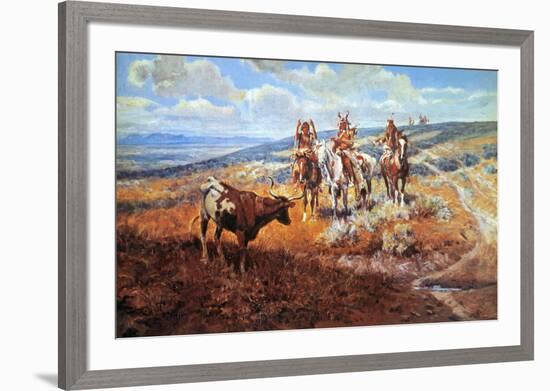 White Man's Buffalo-Charles Marion Russell-Framed Art Print