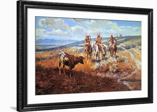 White Man's Buffalo-Charles Marion Russell-Framed Art Print