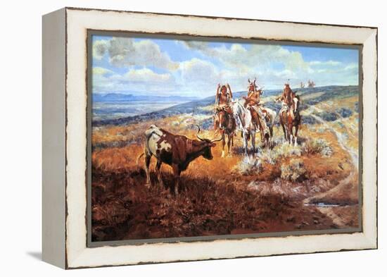 White Man's Buffalo-Charles Marion Russell-Framed Stretched Canvas