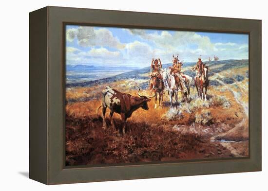White Man's Buffalo-Charles Marion Russell-Framed Stretched Canvas