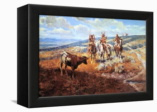 White Man's Buffalo-Charles Marion Russell-Framed Stretched Canvas