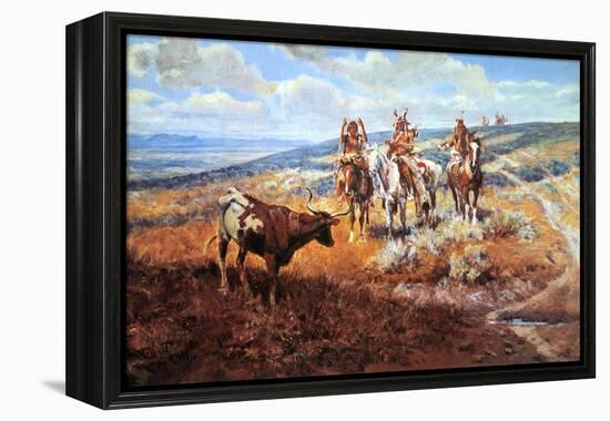 White Man's Buffalo-Charles Marion Russell-Framed Stretched Canvas