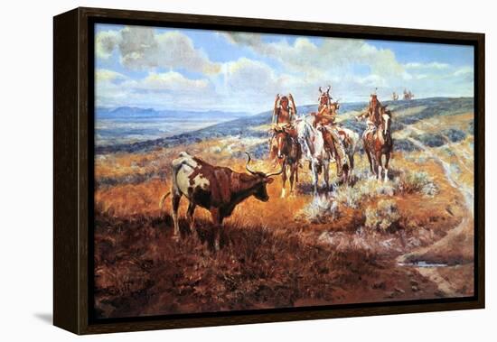 White Man's Buffalo-Charles Marion Russell-Framed Stretched Canvas