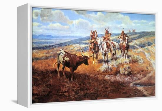 White Man's Buffalo-Charles Marion Russell-Framed Stretched Canvas