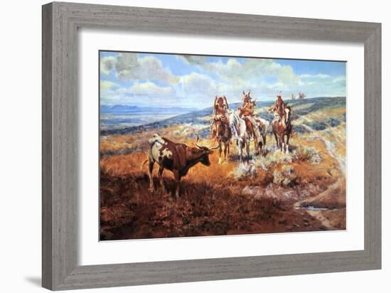 White Man's Buffalo-Charles Marion Russell-Framed Art Print