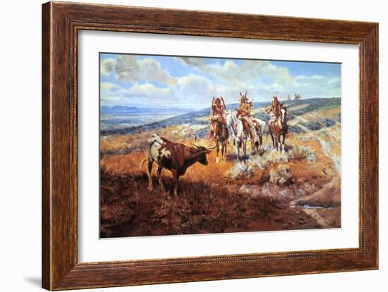 White Man's Buffalo-Charles Marion Russell-Framed Art Print