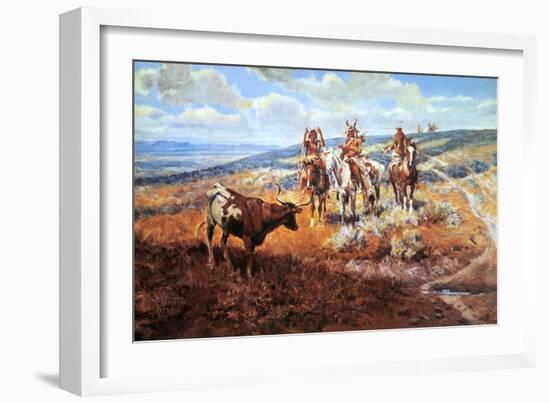 White Man's Buffalo-Charles Marion Russell-Framed Art Print