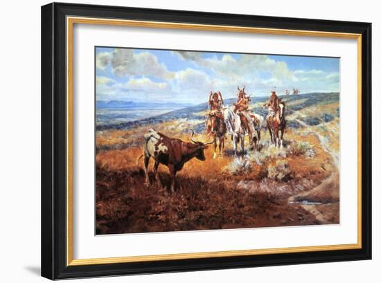 White Man's Buffalo-Charles Marion Russell-Framed Art Print