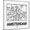 White Map of Amsterdam-NaxArt-Mounted Art Print