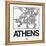 White Map of Athens-NaxArt-Framed Stretched Canvas