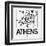 White Map of Athens-NaxArt-Framed Art Print