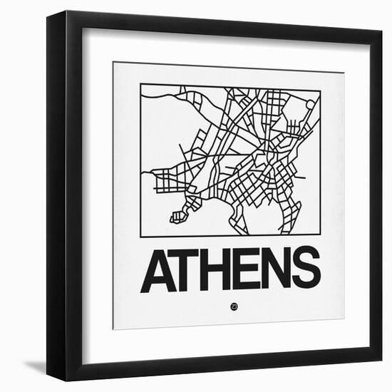 White Map of Athens-NaxArt-Framed Art Print