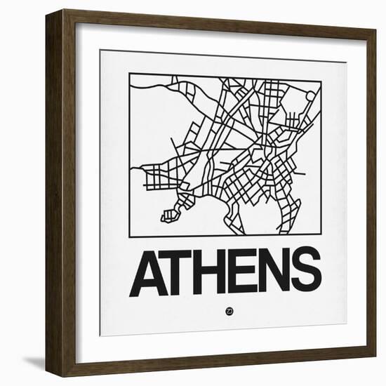 White Map of Athens-NaxArt-Framed Art Print