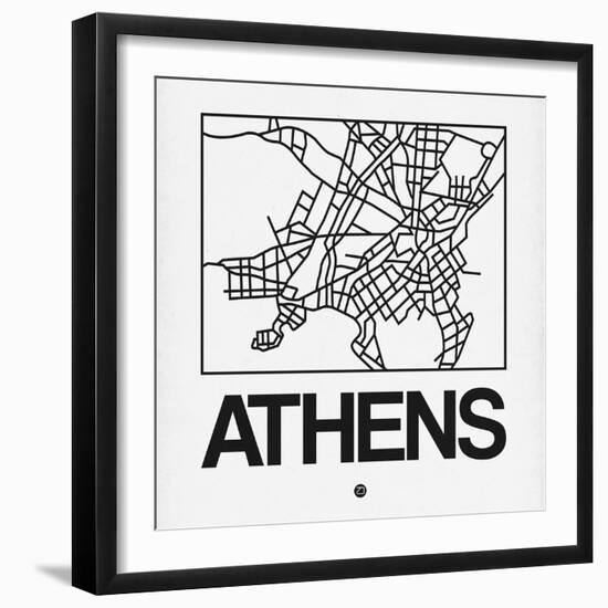 White Map of Athens-NaxArt-Framed Art Print