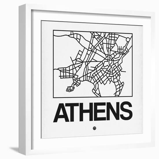 White Map of Athens-NaxArt-Framed Art Print