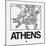 White Map of Athens-NaxArt-Mounted Art Print