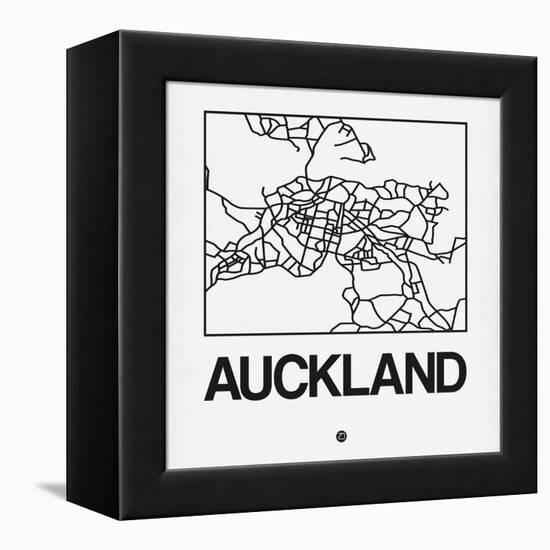 White Map of Auckland-NaxArt-Framed Stretched Canvas