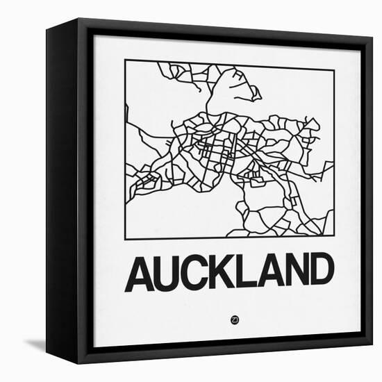 White Map of Auckland-NaxArt-Framed Stretched Canvas