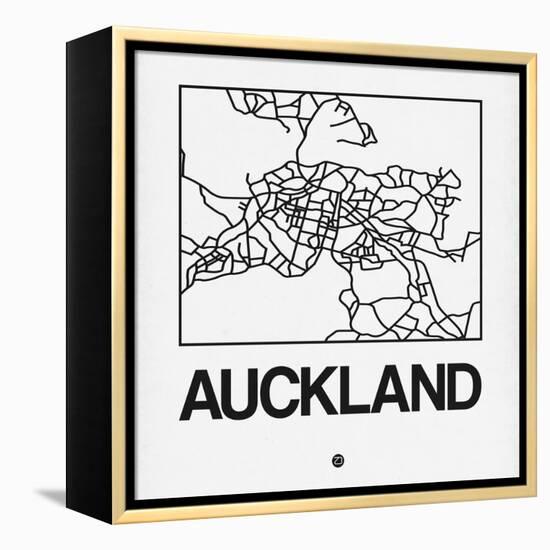 White Map of Auckland-NaxArt-Framed Stretched Canvas