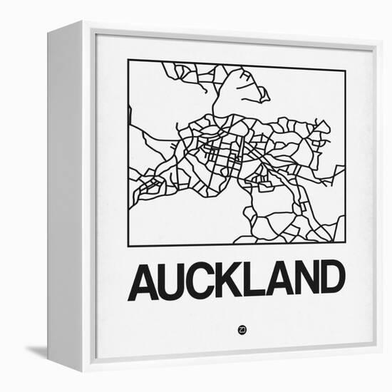 White Map of Auckland-NaxArt-Framed Stretched Canvas